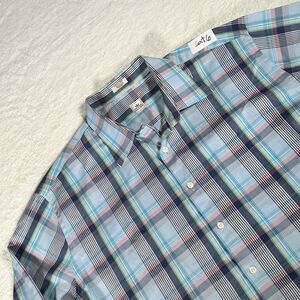 Peter Millar Shirt Mens XL Plaid Long Sleeve Button Up Cotton